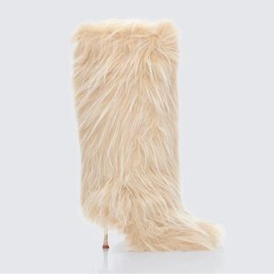 Finesse Off White Kendall Fur Yetti Heeled Boots